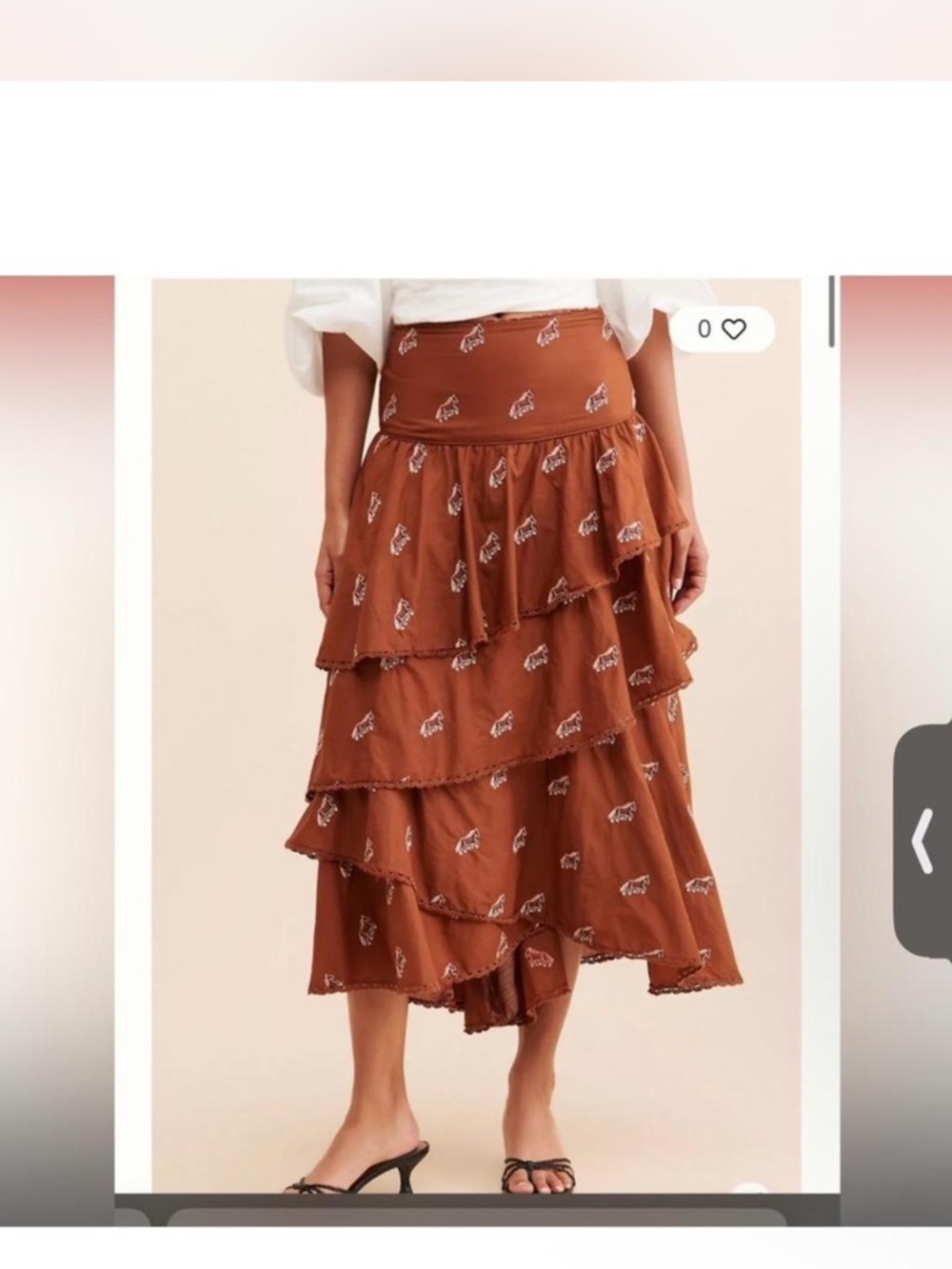 Farm Rio Tiered Ruffle Midi Skirt with Horse Print
